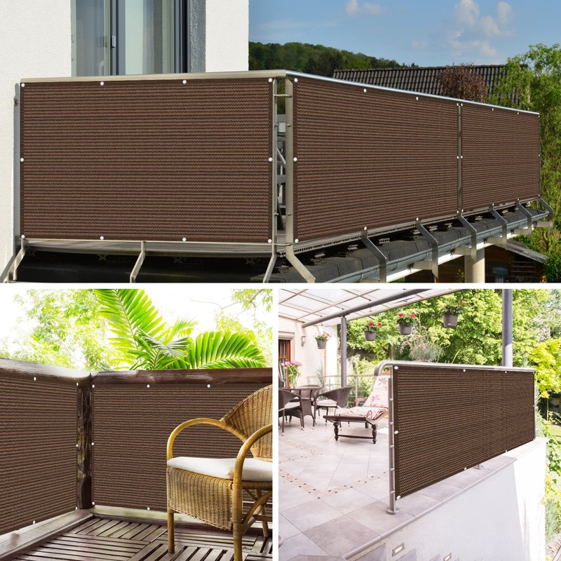 2'6" x 25' Brown Balcony Privacy Screen Fence Windscreen Cover