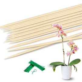 Bamboo Plant Stakes 17&12 Inch Orchid Sticks Supking Wood Plant Supports,30 Pcs Natural Bamboo Support Sticks for Plants/Floral/Potted Plant