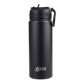 Oasis Stainless Steel Double Wall Insulated Challenger Sports Bottle with Sipper 550 ml - Black