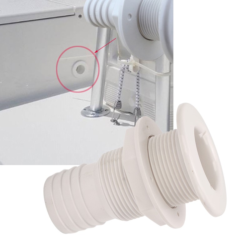 2in Through Hull Fitting Straight Drain Hose Polypropylene Inner Beam