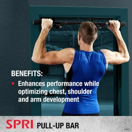 SPRI Pull Up Bar - 8-Grip Door Frame Mounting Pull-Up Bar for Versatile Workouts - Rugged Steel Frame with Foam Handles - Supports 300 Pounds - Fits Door Frames Up to 32 in. Wide – Black)