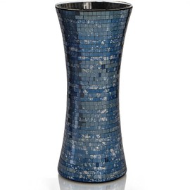 Cididu Mosaic Flower Vase, 11.6 inch Glass Black Vases for Centerpieces, Handmade Modern Decorative Tall Vase, Glitter Mosaic Vases for Home Decor Wedding Flower Arrangeme Birthday