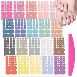 SILPECWEE 20 Sheets Light Color Nail Wraps for Toes Self Adhesive Toenail Polish Strips Gel Nail Strips Stick on Nail Polish Stickers Toenails Stickers Decals Nail Art Design with Nail File