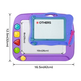SGILE Magnetic Drawing Board Toy for Kids, Large Doodle Board Writing Painting Sketch Pad, Random Color Stamps, Purple