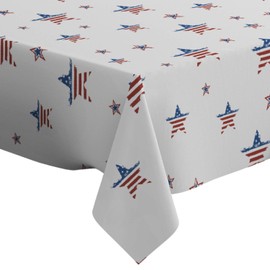 Q-Beans Rectangle Oblong Decorative Tablecloth [Size: 60 x 90 inch], Washable and Reusable Table Cloth Cover for Indoor and Outdoor ( Patriotic Ornament Fourth July )