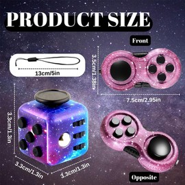 MPQDFG 2 Piece Fidget Toy Set, Galaxy Anti-Stress Cube Toy, Infinity Cube, Fidget Pad Controller, Small Gifts for Children and Adults for Stress Relief in Stress Situations