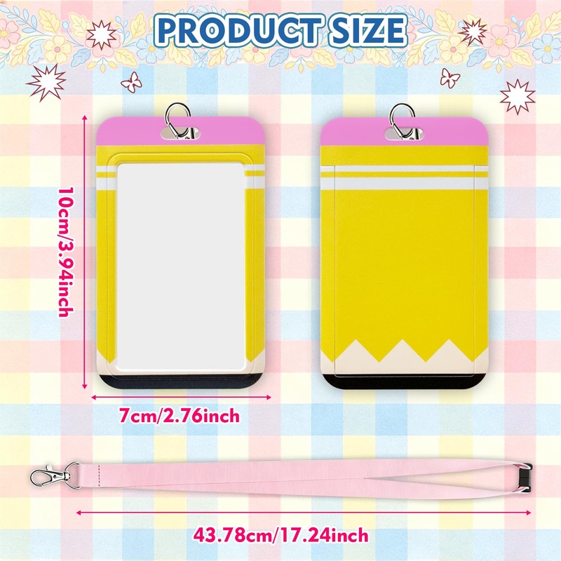 6 Pack Teacher ID Badge Holder with Lanyard, Cute Retractable