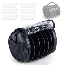 Goture 6 Outlet Holes Fishing Line Storage Bag, Removable Divider Fishing Line Organizer, Clear View Window Fishing Line Case,Water-Resistant Surface, Tangle-Free Leader Line Spool Bag