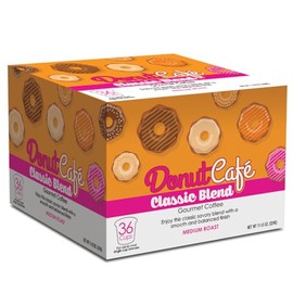 Donut Café - Coffee Gourmet Pods, Classic Blend, Medium Roast – Non-GMO, Gluten Free – Compatible with Keurig K Cup Brewers – Smooth & Delicious – 36 Count