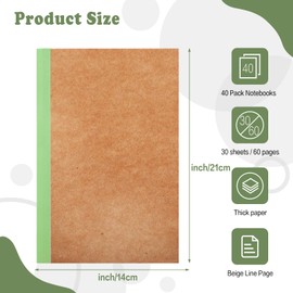 Tivcck 40 Pack Composition Notebooks Bulk,A5 Lined Kraft Notebooks,College Ruled Travel Journals with 8 Colors Rainbow Spines For Home Office Students Business,60 Pages/30 Sheets,8.3”x5.5”(8 Color)