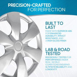 BDK Silver Hubcaps Wheel Covers 15” – Four (4) Pieces Corrosion-Free & Sturdy – Full Heat & Impact Resistant Grade 15 inch Hub Caps for Cars – Direct OEM Replacement Easy Installation