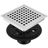EXF 6 Inch Square Shower Drain Chrome, Stainless Steel Shower