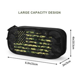 OWCRNEF Camo Pencil Case Box, Large Capacity Black Pencil Bag Pouch Marker Organizer with 2 Compartments & Durable Zipper