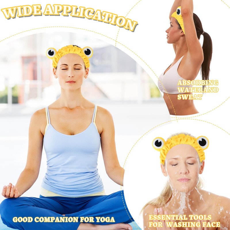 Jowmoy yellow Frog Eye Elastic Headband - Versatile for Spa,