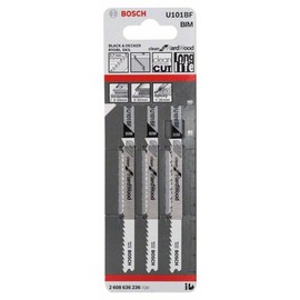 Bosch 2608636236 U101 BF Jigsaw Blade, 0 V, Silver, Set of 3 Piece