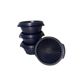 Tupperware Servalier 1.25 cup 10oz Bowl Liquid Tight Seal Set of 4 in Dark Blue