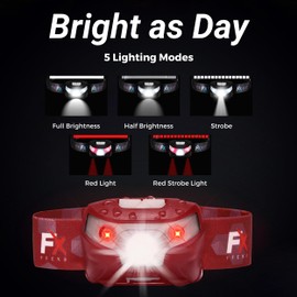 FX FFEXS LED Headlamp Rechargeable - Waterproof Head Lamp Headlight - Head Lights for Forehead - Head Lamps LED Rechargeable - Super Bright Headlamps for Adults - 5Mode Head Flashlight Running Hiking