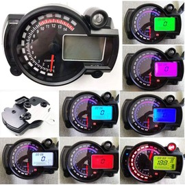 BLUERICE All in One Universal Digital Speedometer 14000RPM 299 Kmh Mph ATV Quad Frenzy Motorcycle Speedometer Odometer with Bracket for Carburetor Motorcycle