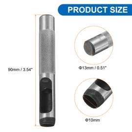 HARFINGTON Leather Round Hole Punch, 10mm Hollow Hole Puncher Cutter Carbon Steel Circle Hole Punching Cutting Tool for Belt/DIY Leather Craft