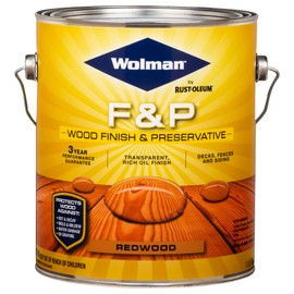 Wolman 14406 F&P Oil-Based Wood Finish & Preservative Transparent Stain, Gallon, Redwood