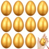 Lurrose 12pcs Easter Gold Eggs Artificial Eggs Wooden Eggs for