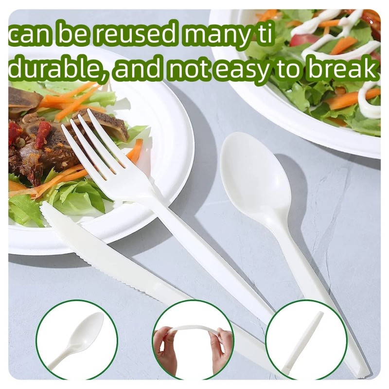 Kistou 150PCS compostable utensils set Eco-friendly Heavy Duty Utensils (50
