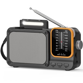 Tendak AM FM Radio with Best Reception, Bluetooth Portable AM FM Transistor, AC Power or Battery Operated, Emergency Radio with Knob Control, Headphone Jack and LED Light, for Home Kitchen Outdoor