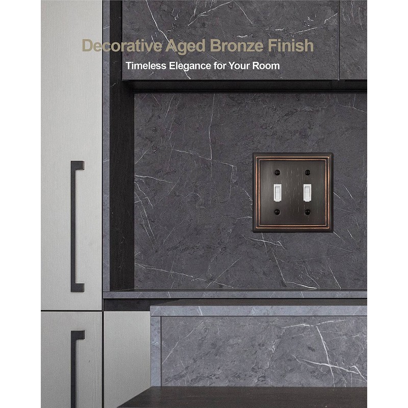 ZILLSEA Double Toggle Wall Plate, Decorative Aged Bronze Light Switch