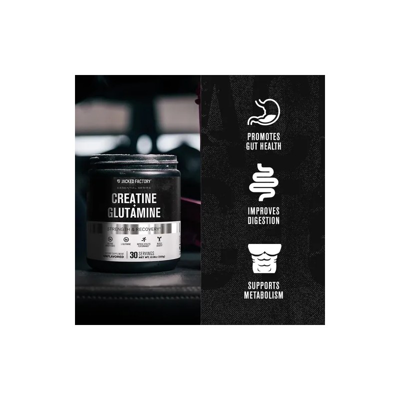 Jacked Factory Creatine Y Glutamine, 30 Porciones Sin Sabor
