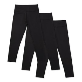Lucky & Me | Amira Girls Leggings | Tagless | Full Length, Wide Waistband | 3-Pack (US, Age, 4 Years, 5 Years, Black)