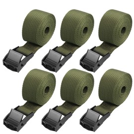 Hejo 6PCS Ratchet Straps, Green Ratchet Tie Down Straps with Cam Buckle, Heavy Duty Tensioning Belts Adjustable Lashing Straps for Motorcycles, Bikes, Luggage(100x2.5cm)