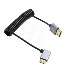 HangTon 4K 120fps 8K 60fps HDMI to Mini HDMI Cable for Canon EOS R RP 5DIV ATOMOS Ninja V Shinobi Nikon Z6 D750 Sony XR50 NEX Portkeys BM5 Monitor Type A C 2.1 Left Angle Coiled