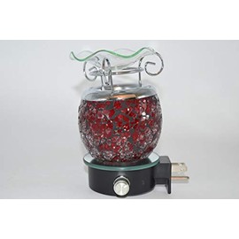 Nature's Enlightenment Red Crackle Design Dimmable Oil Burner Aromatherapy Lamp Outlet Plug - Aromatherapy, Oil Burner, Zen Decor