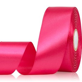Sagaat Hot Pink Ribbon 1-1/2 Inch 30 Yards Hot Pink Satin Ribbon for Flower Bouquet, Fabric Ribbon for Gift Wrapping Crafts Hair Accessories Sewing Wedding Christmas