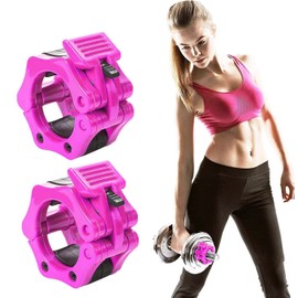 Barbell Clamps Olympic Bar Barbells Collar Clips, Quick Release Secure Latch for Weightlifting Training, Pair of 2 Inch