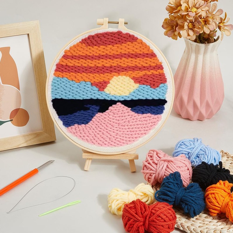 SOFPLATE Yarn Punch Needle Set Punch Needle Embroidery Sets with