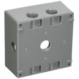 Hubbell-Raco 5338-0 Weatherproof Box, 2 Gang, 31 Cu L X 4-1/2 in W X 2 in D, Gray