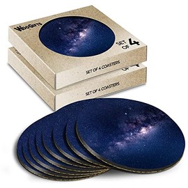 8 x Round Coasters - Centre of the Milky Way Sky Cork Backed MDF Glossy Tea Coffee Accessory #63050