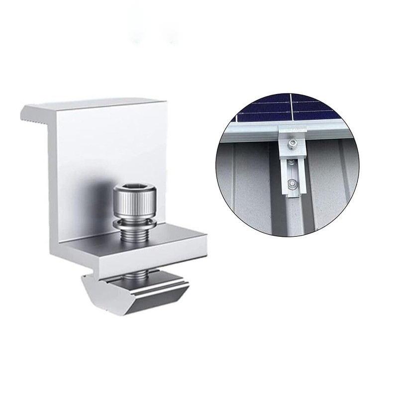 FONGKNOX 2PCS Solar End Clamp, 30mm Adjustable Solar Panel Mount,
