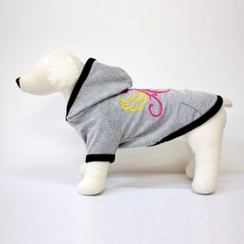 Alphadog Series Angel Embroidery Hooded (Hoody) T-Shirt with Pocket for Your Dog or Cat (XL, Grey)