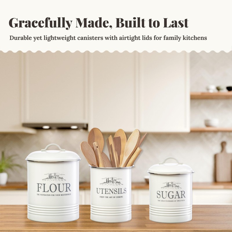 noonberry Kitchen Canisters for Countertop – 5-Piece Airtight Canister Sets