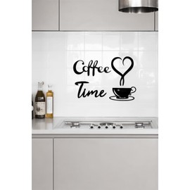 KZL024 Elegant Design Coffee Time 4-Piece Kitchen Wall Decor Black Wood Laser Cut Wall Decoration Gift Item