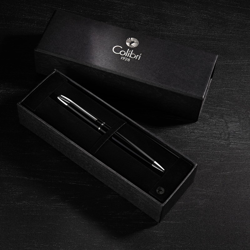 Colibri Equinox Twist Ballpoint Pen Black Lacquer and Chrome Accent