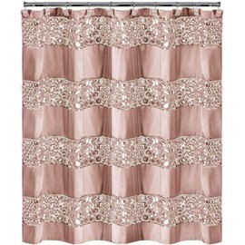 Popular Bath Sinatra Bundle: 7 Items: Shower Curtain, Shower Hooks, Rug, Contour Rug, Bath Towel, Hand Towel, Finger Tip Towel, Blush Pink