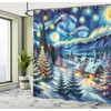 ABAKUHAUS Christmas Shower Curtain, Snow Christmas with Trees, Fabric Fabric