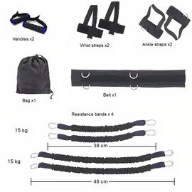 MuscleForge® Resistance Band Set for Boxing and Jump Training, Training Band Set with Strap and Attachments for Motor Training, Boxing Equipment for Home, Functional and Box Training Equipment