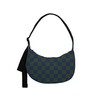 BAGGU Medium Nylon Crescent Bag - Navy Green Check