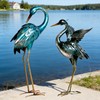 Ratuor Garden Crane Statues Blue Heron Metal Birds Yard Art
