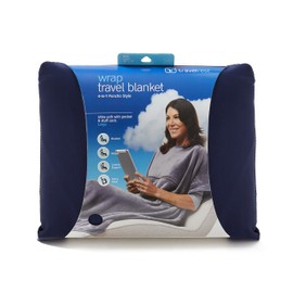 TRAVELREST 4-in-1 Premier Class Travel Blanket with Zipped Pocket - Soft & Luxurious - Also Use As Lumbar Support or Neck Pillow (Includes Stuff Sack)