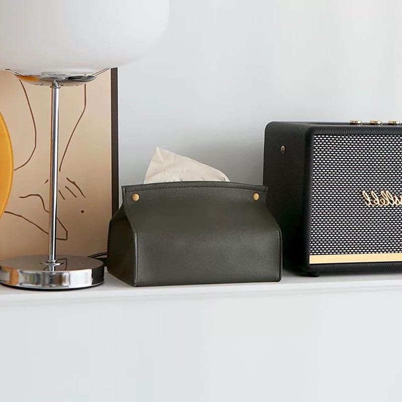 Leather Tissue Box Cover Holder, 1Pc Modern PU Leather Rectangular